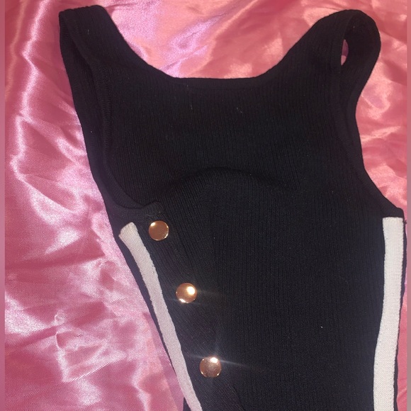 Black Ribbed Button Down Dress - Picture 3 of 5